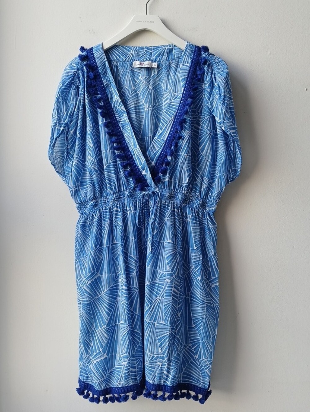Vineyard Vines Tassel Cover Up Blue White Women's XL